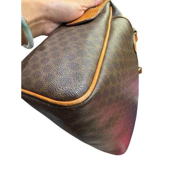 VTG Celine Macadam Boston Bag Brown Coated Canvas Leather Satchel w AUTH COA - Picture 10 of 16